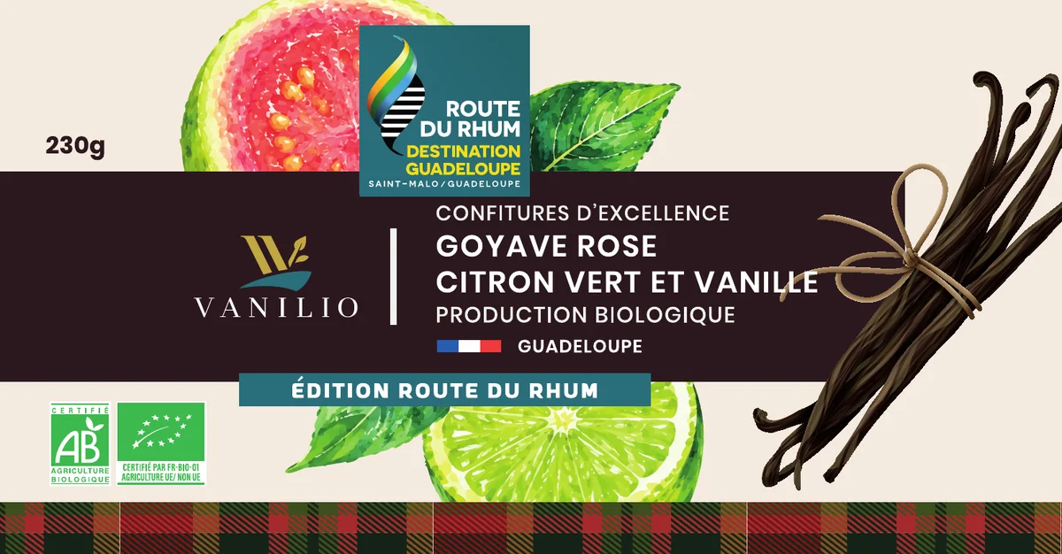 Étiquette Vanilio Goyave Rose Citron vert et Vanille, édition Route du Rhum